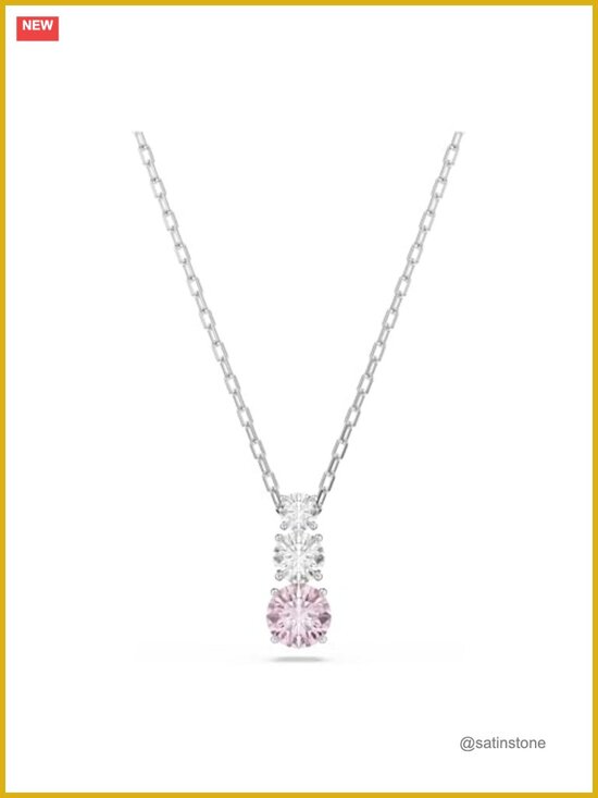 Swarovski Stilla Attract Round Cut Crystal Rhodium Plated Pendant Necklace